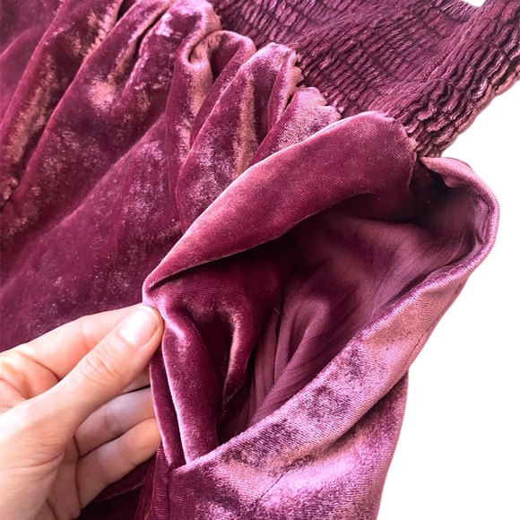 Anthropology Velvet Velour Smocked Gloria Wine Harem Jogger Pocket Pants Smalll - Picture 9 of 10